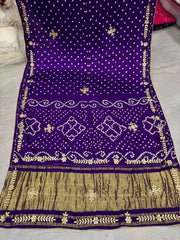 Gaji Silk Premium Gota Patti Handwork Bandhani Bridal Saree