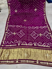 Gaji Silk Premium Gota Patti Handwork Bandhani Bridal Saree