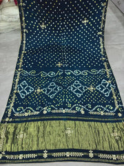 Gaji Silk Premium Gota Patti Handwork Bandhani Bridal Saree