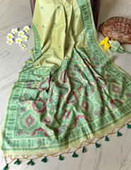 Traditional Pencil Art Soft Muga Cotton Saree