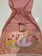 Soft Muga Cotton Swan Paithani Saree