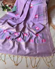 Lotus Deisgner Soft Muga Cotton Saree