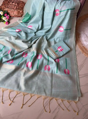 Lotus Deisgner Soft Muga Cotton Saree