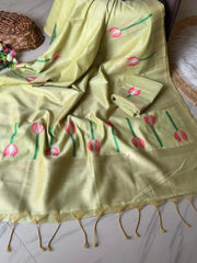 Lotus Deisgner Soft Muga Cotton Saree
