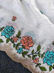 Pure Paper Crush Embroidery Saree