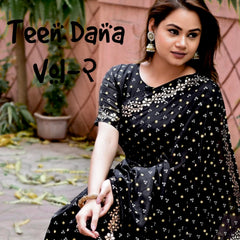 Gota Pati Border Teen Dani Bandhani Saree