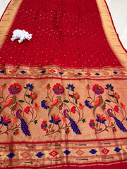 Premium Viscose Pure Paithani Bandhani Fusion Saree