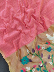 Premium Muga Cotton Floral Weaving Saree