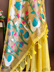 Premium Muga Cotton Floral Weaving Saree