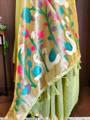 Premium Muga Cotton Floral Weaving Saree