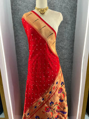 Premium Viscose Pure Paithani Bandhani Fusion Saree