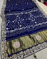 Gaji Silk Bandhani Gota Pati Hand Work Saree