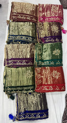 Gaji Silk Original Bandhani Gota Pati Hand Work Saree