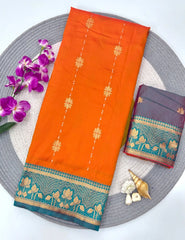 Soft Silk Contrast Flower Border Saree