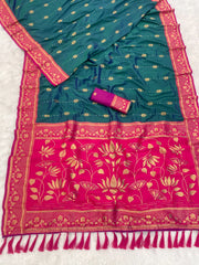 Soft Silk Contrast Flower Border Saree