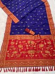 Soft Silk Contrast Flower Border Saree