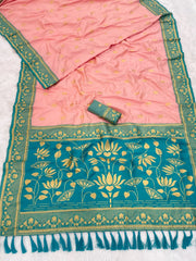 Soft Silk Contrast Flower Border Saree