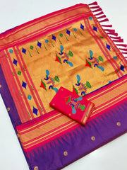 Soft Traditional Paithani Gadwal Border Saree