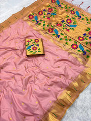 Soft Parrot Paithani Silk Saree