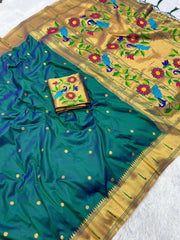 Soft Parrot Paithani Silk Saree