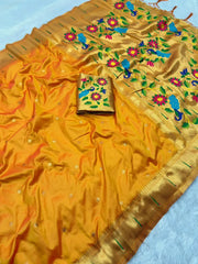Soft Parrot Paithani Silk Saree