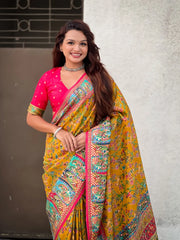 Pure Viscose Silk Pashmina Thread Work Saree