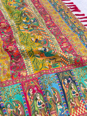 Pure Viscose Silk Pashmina Thread Work Saree