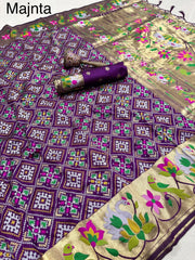 AS-004 | Soft Silk Paithani Patola Fusion Saree