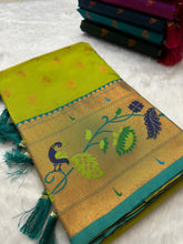 Soft Silk Copper Zari Weaving Peacock Paithani Saree