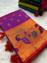 Soft Silk Copper Zari Weaving Peacock Paithani Saree