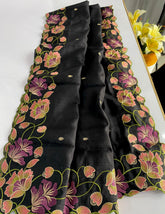 Premium Tussar Silk Embroidery Work Saree