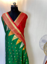 Semi Kanchipuram Temple Weaving Border Saree