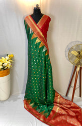 Semi Kanchipuram Temple Weaving Border Saree