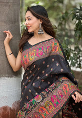 Pashmina Kashmiri Woven Border Saree