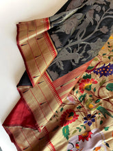 Black Maharashtrian 3D Pichwai Soft Silk Paithani Saree