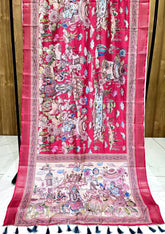 Manipuri Silk Digital Printed Kalamkari Saree