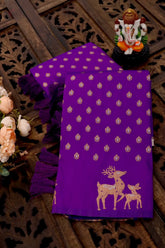 Soft Silk Zari Woven Deer Border Saree