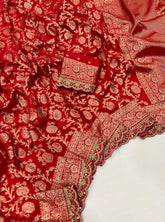 Bridal Wedding Khadi Georgette Sabyasachi Scallop Saree