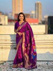 Paithani Vitthala Pallu Muniya Border Saree