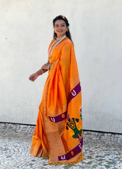Paithani Vitthala Pallu Muniya Border Saree