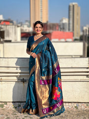 Paithani Vitthala Pallu Muniya Border Saree