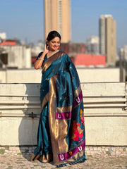 Paithani Vitthala Pallu Muniya Border Saree