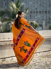 Paithani Vitthala Pallu Muniya Border Saree