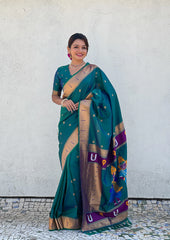 Paithani Vitthala Pallu Muniya Border Saree