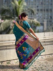Paithani Vitthala Pallu Muniya Border Saree