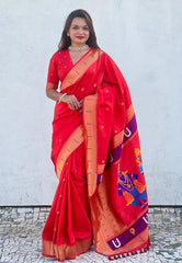 Paithani Vitthala Pallu Muniya Border Saree
