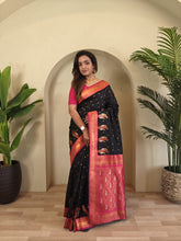 Black Paithani Weaves with kanchipuram touch Silk Saree