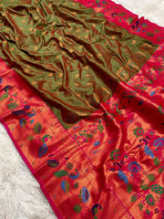 Traditional Wedding Marigold Paithani Saree