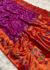 Traditional Wedding Marigold Paithani Saree