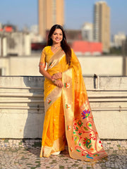 Soft Organza Rajhans Paithani Saree